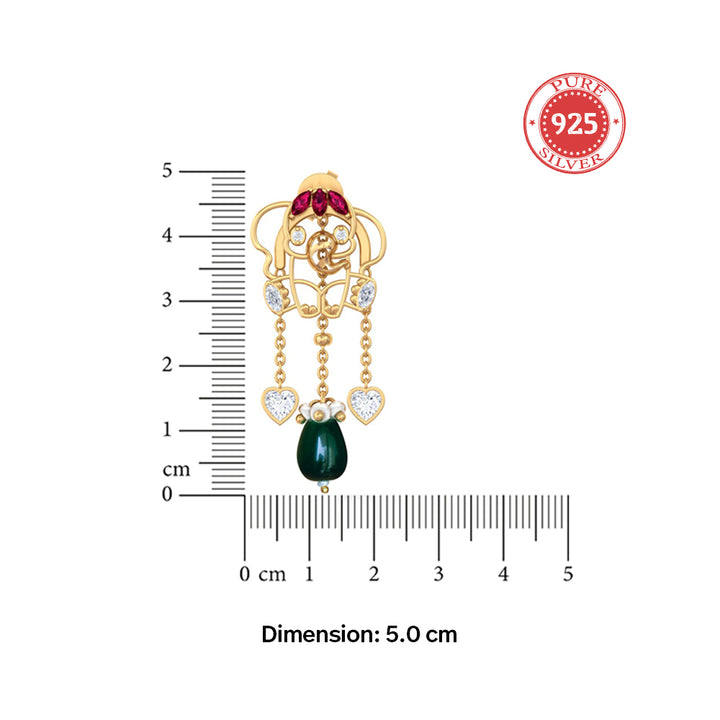 925 Pure Silver Detachable Elephant Tassel Earrings