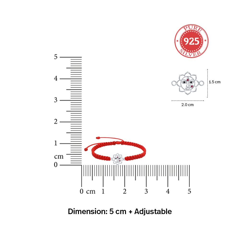 92.5 Silver Durga Maa Red Thread Bracelet