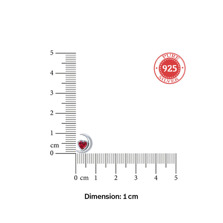 Ruby Crescent Stud Earrings – 925 Silver