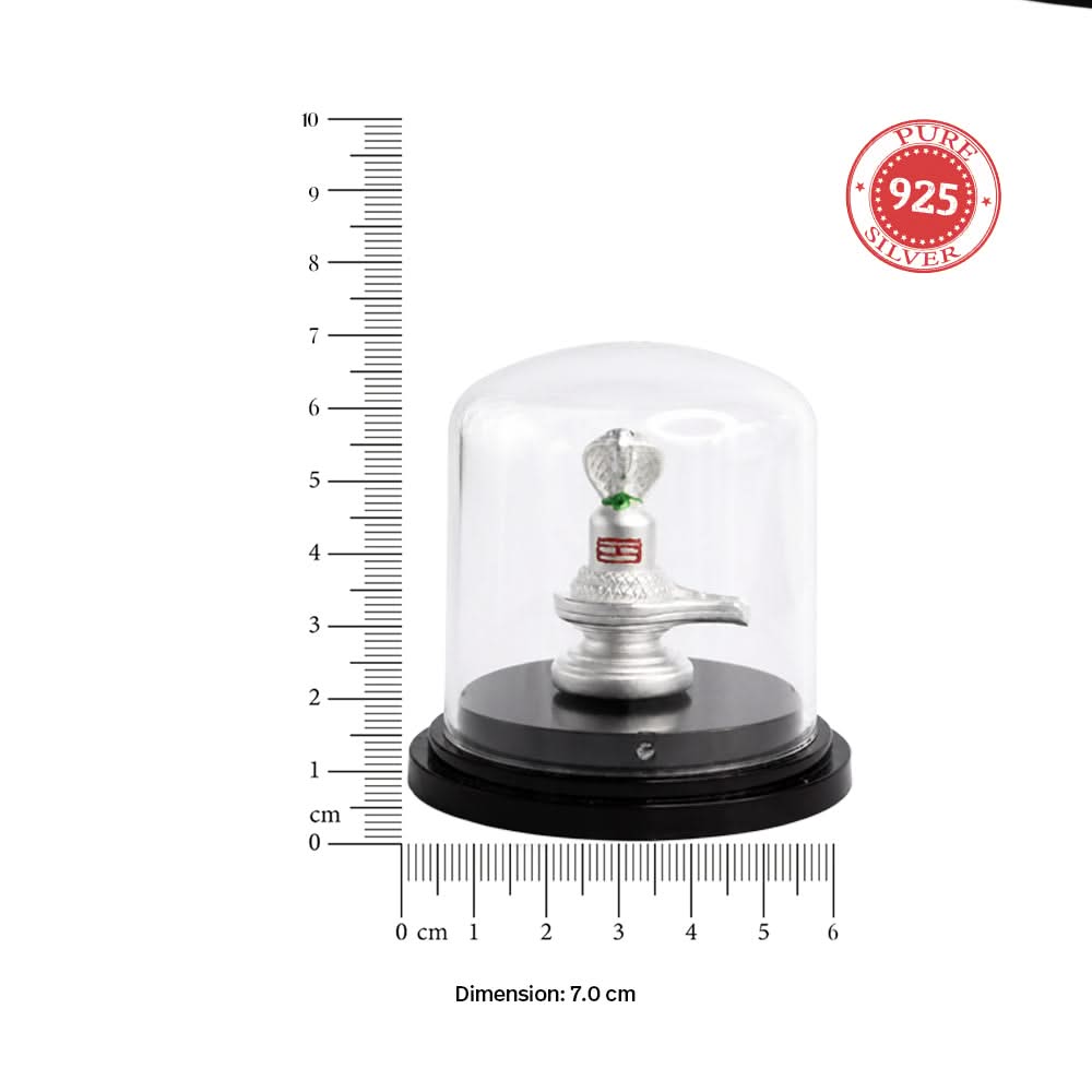 999 Silver Shivling Idol with Sheshnaag in Dome Casing