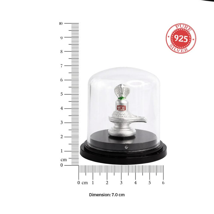 999 Silver Shivling Idol with Sheshnaag in Dome Casing