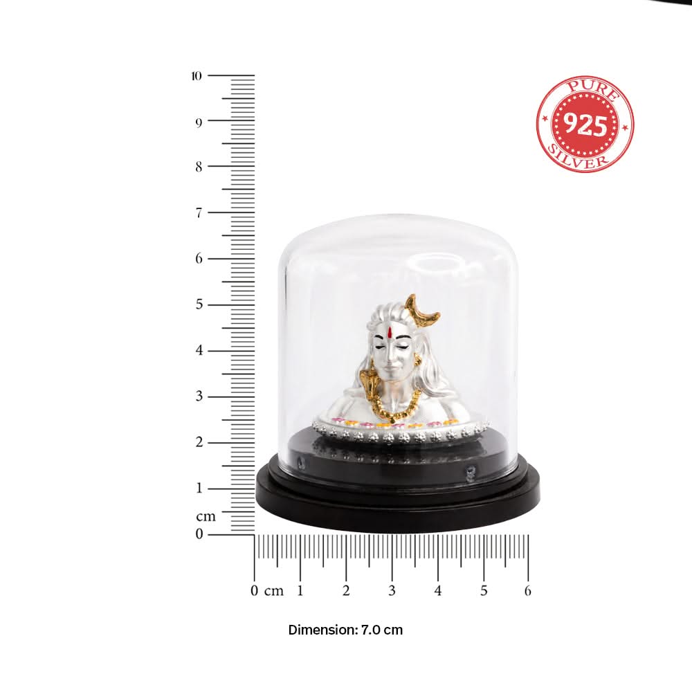 999 Silver Adiyogi Lord Shiva Idol in Dome Casing