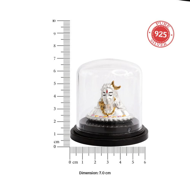 999 Silver Adiyogi Lord Shiva Idol in Dome Casing
