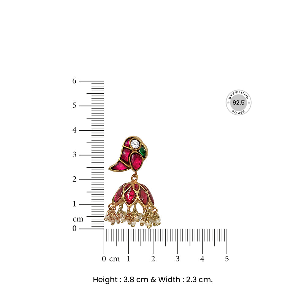 Mithu Silver 24k Gold Plated Jhumki Earrings