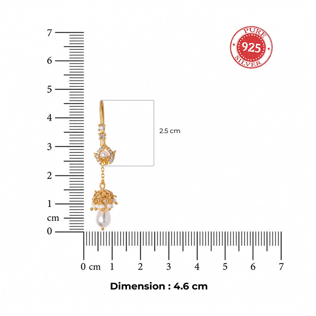 Silver 925 Pearl Jhumki Sui Dhaga Earrings