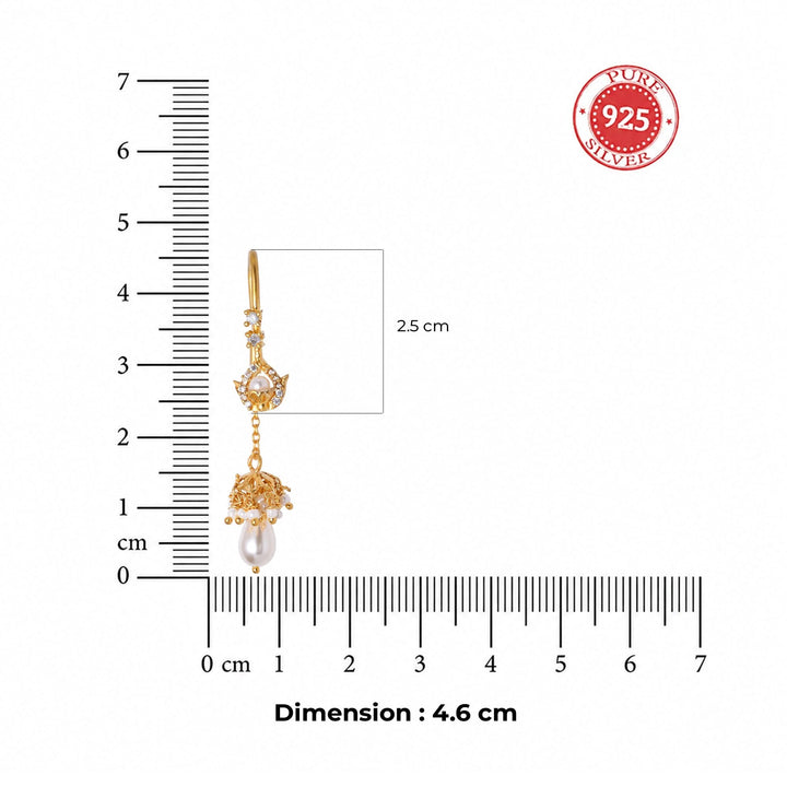 Silver 925 Pearl Jhumki Sui Dhaga Earrings