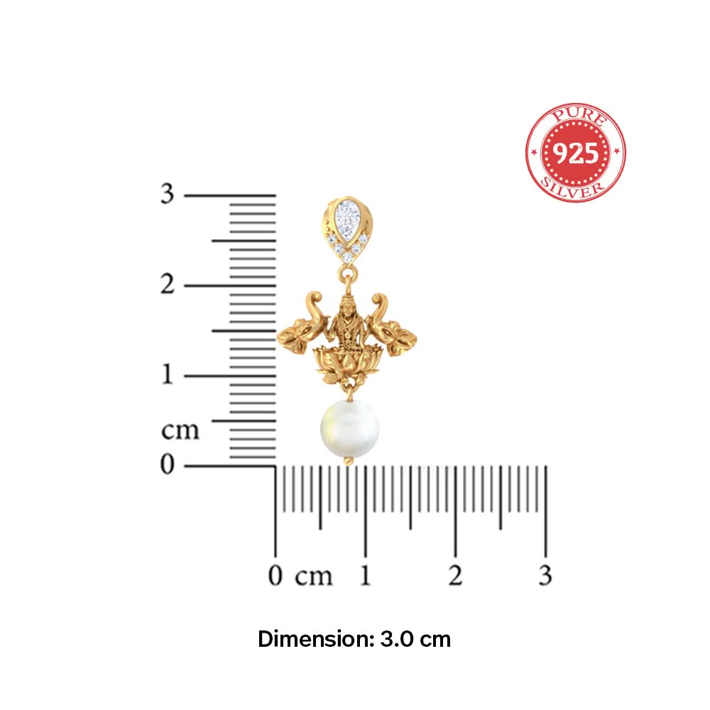 925 Pure Silver Gold-Plated Ashta Lakshmi Drop Earrings