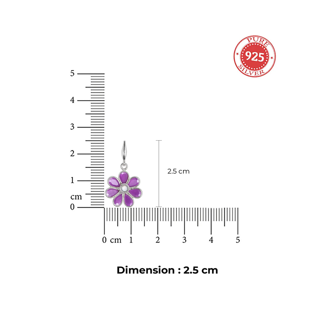 Silver 925 Violet Daisy Earrings