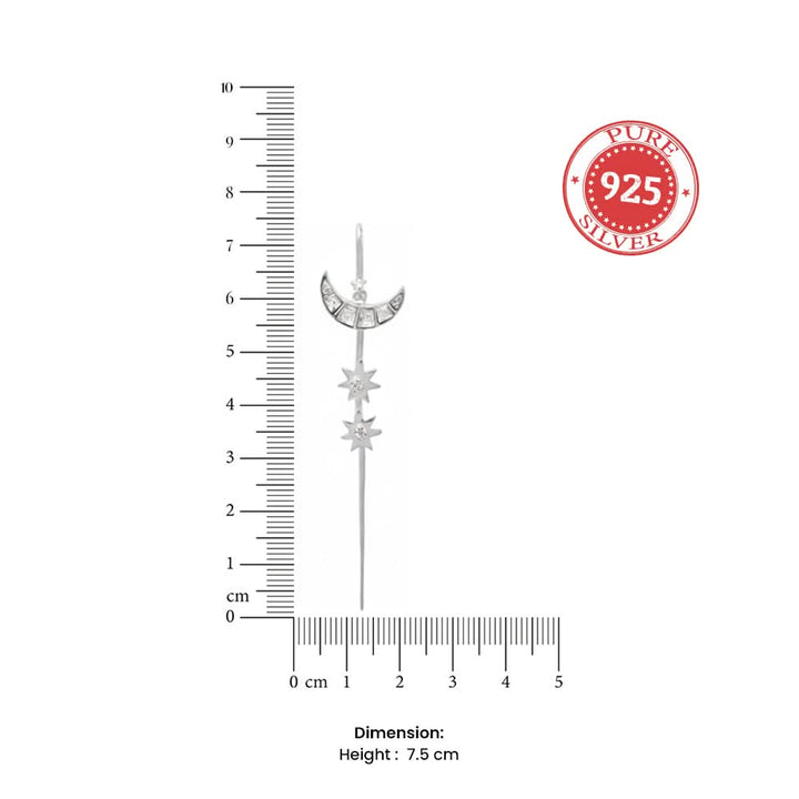 Silver Moon Star Earcuff