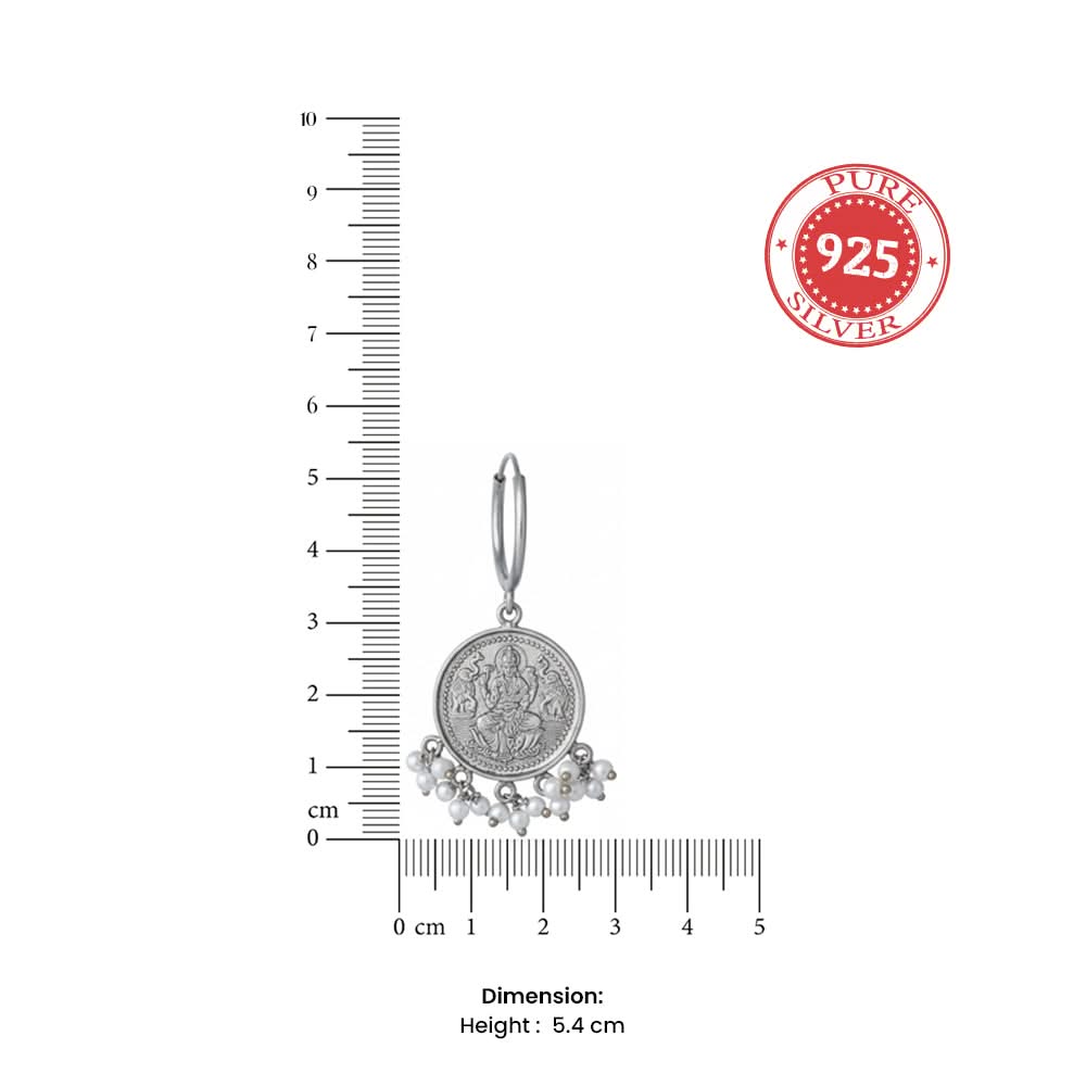 Lakshmi Silver Coin Hoops Earring