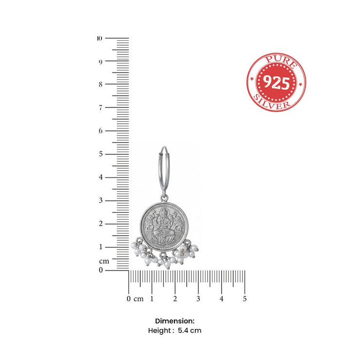 Lakshmi Silver Coin Hoops Earring