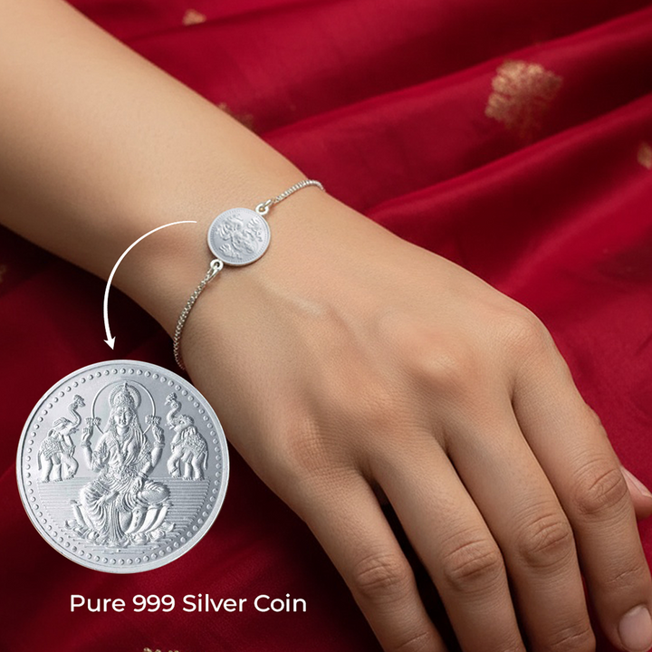 Pure 999 Silver Lakshmi Coin bracelet