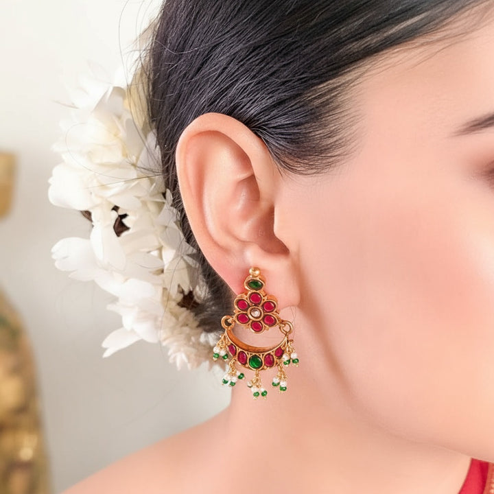 Silver 925 Phool Chandbali Earrings