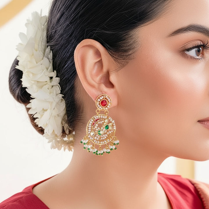 Silver 925 Parrot Chand Bali Earrings