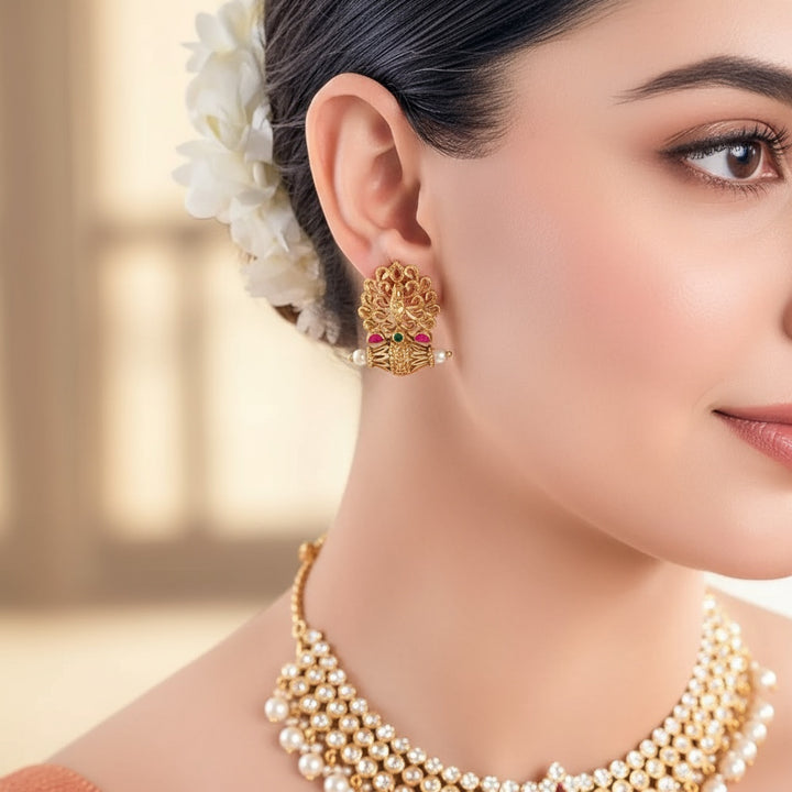 Silver 925 Peacock Stud Silver Earrings