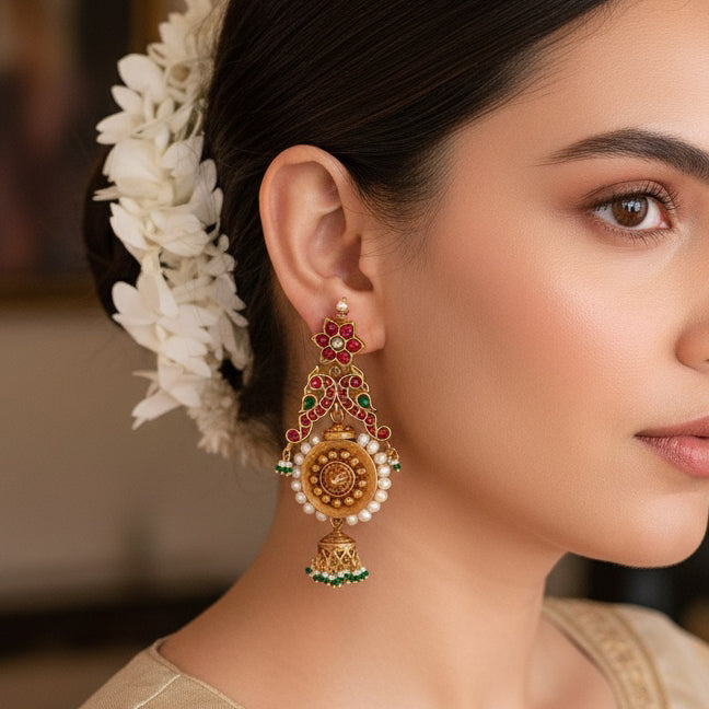 Silver 925 Peacock jhumka Earrings