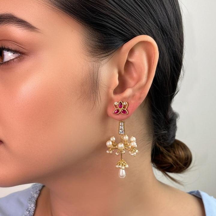 Silver Floral Chandelier Earrings