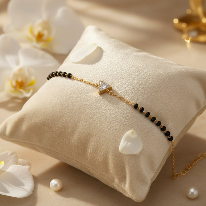 Triangular ZIrcon Mangalsutra Silver Bracelet