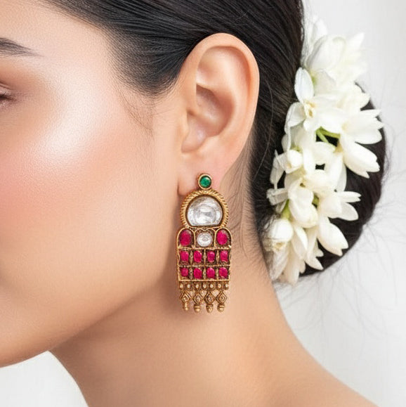 Silver 925 Saubhagya Temple Stud Earrings