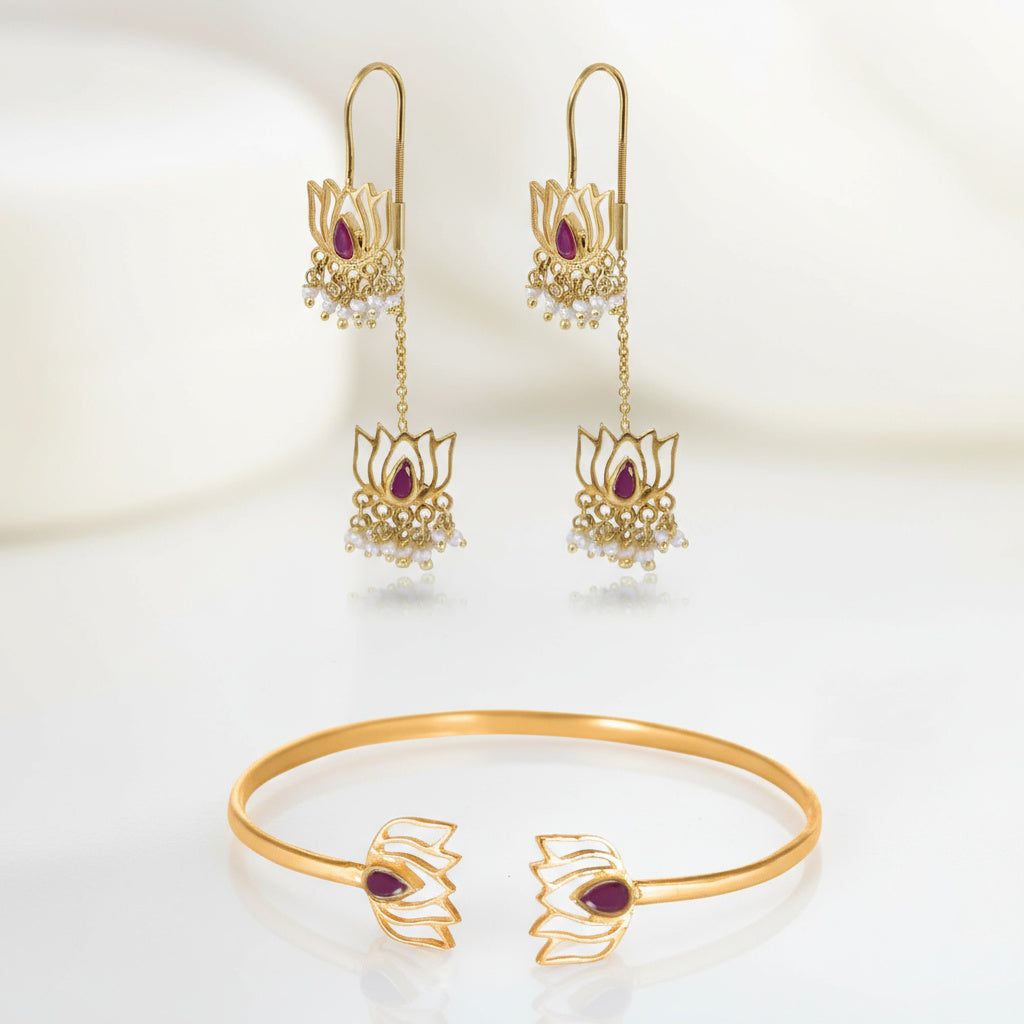 SILVER KUNDAN LOTUS CUFF