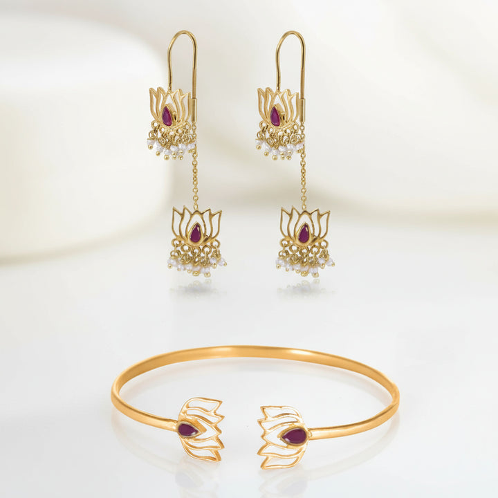 SILVER KUNDAN LOTUS CUFF