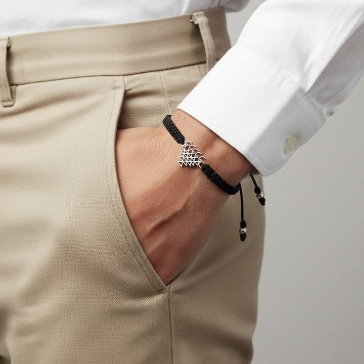 925 Pure Silver Saraswati Yantra men Bracelet