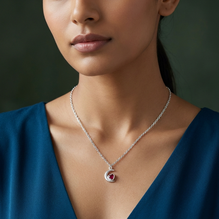 Crescent Charm Necklace – 925 Silver