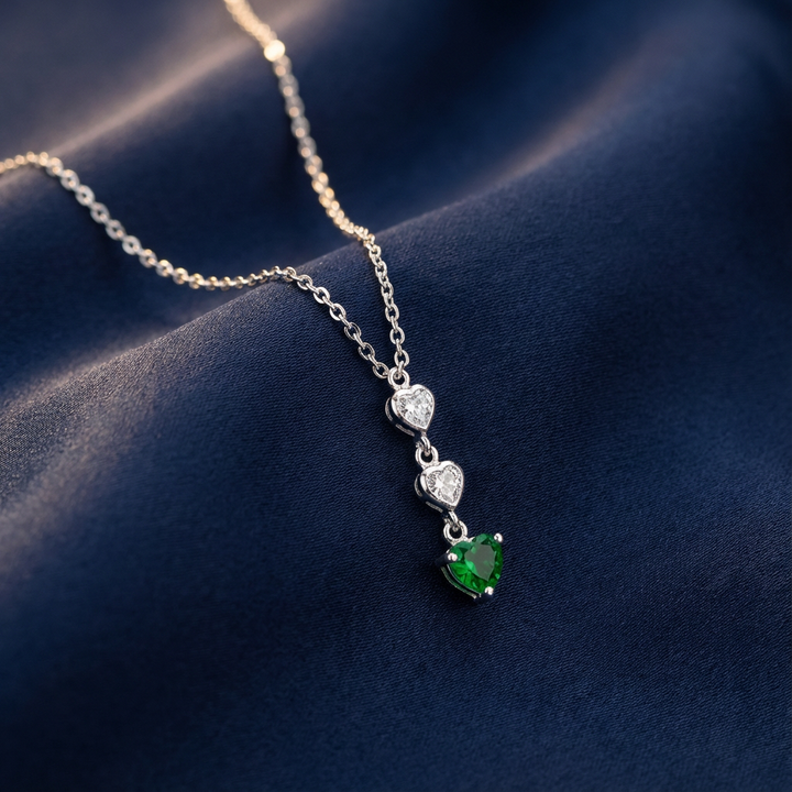 Green Drop Elegance Necklace – 925 Silver