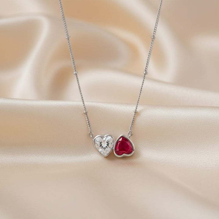 Dual Heart Pendant Necklace – 925 Silver