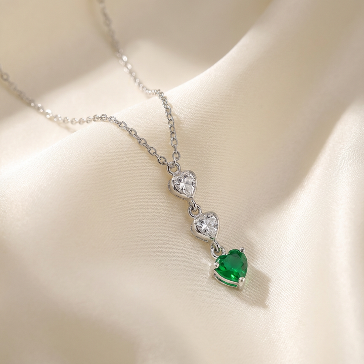 Green Drop Elegance Necklace – 925 Silver