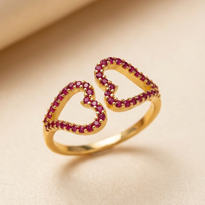 Silver Twin Heart Bloom Ring