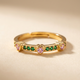 Silver Emerald Pink Heart Ring