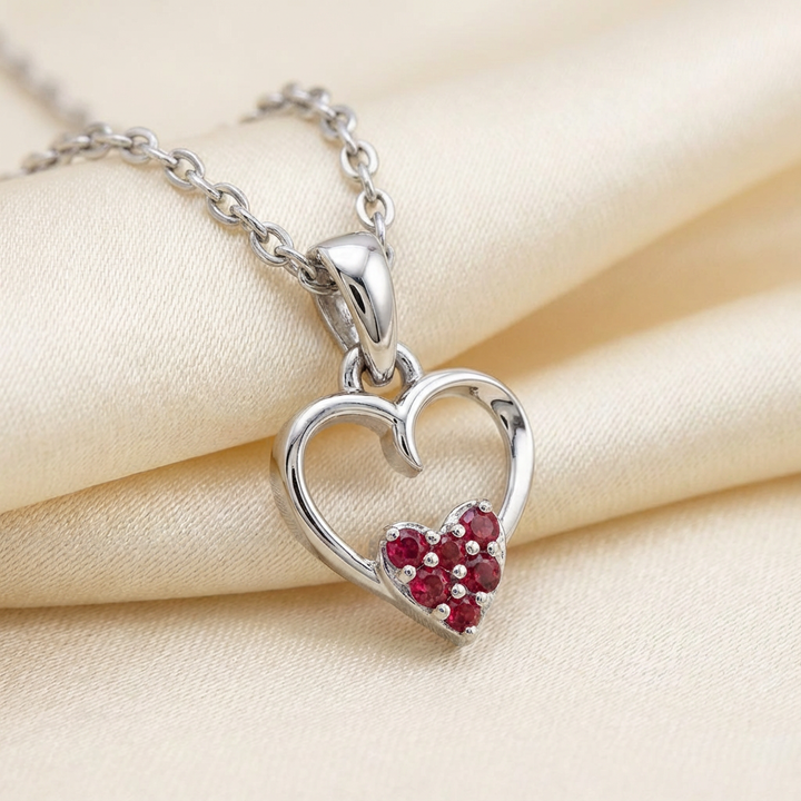 Silver 92.5  Red Heart Pendant