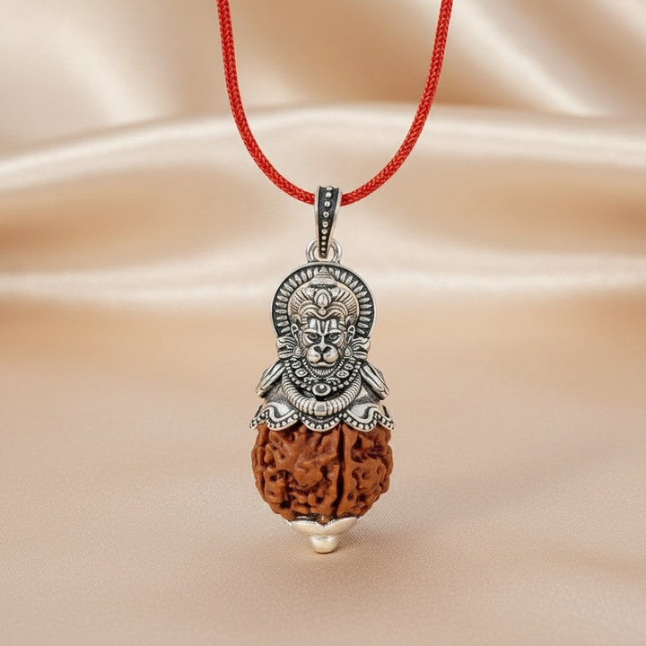 Silver Lord Hanuman Rudraksha Pendant