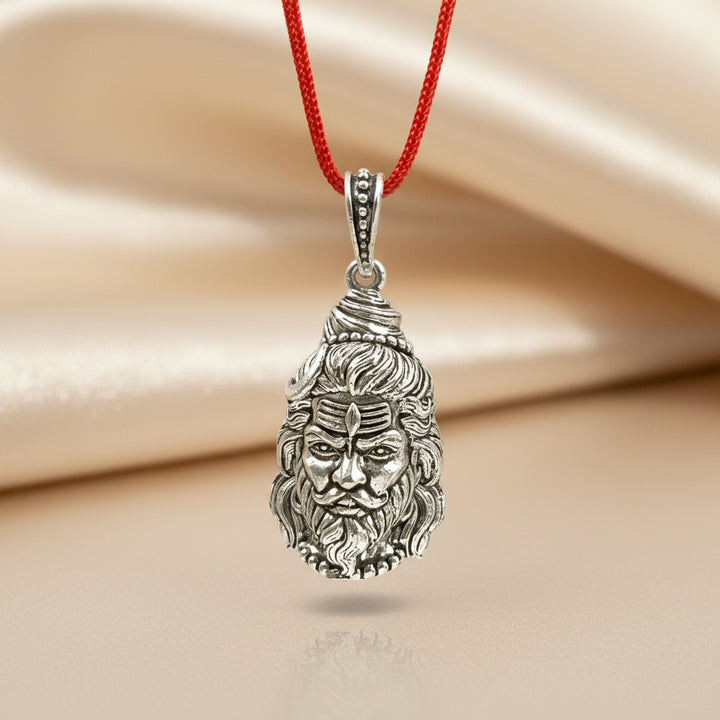Silver Shiv Ji & Hanuman Ji Reversible Pendant