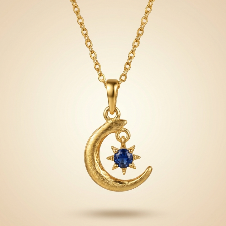 Silver Indigo Moon Necklace