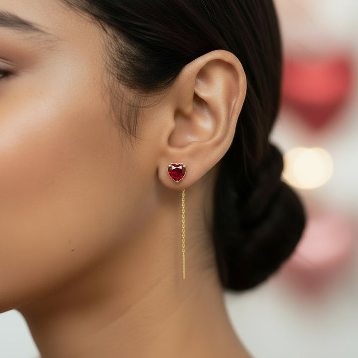 Red Love heart Silver Sui dhaga