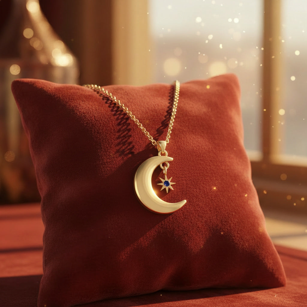 Silver Indigo Moon Necklace