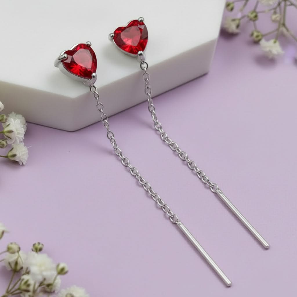 Red Love heart Silver Sui dhaga