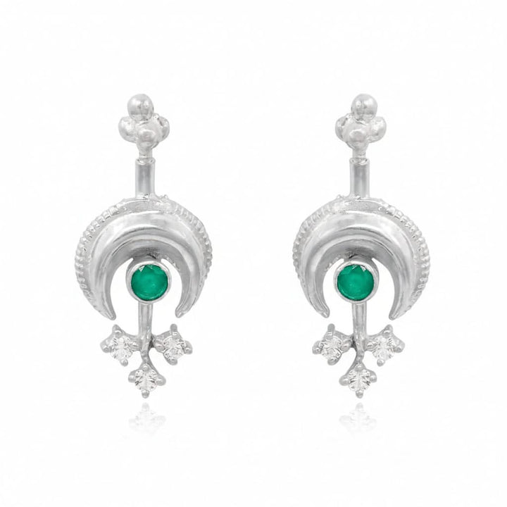 925 Sterling Silver Green Moon Bugadi (Pierced)