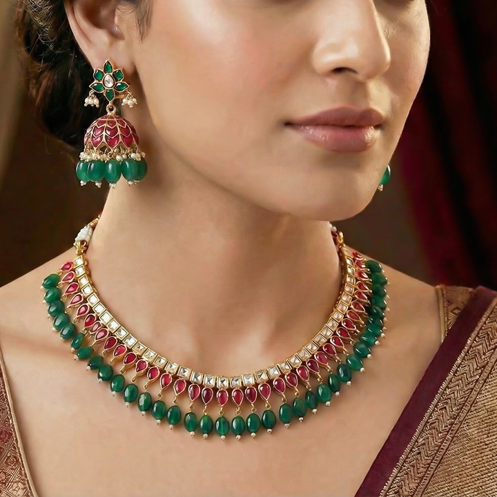 Silver Jadau And Kemp Necklace