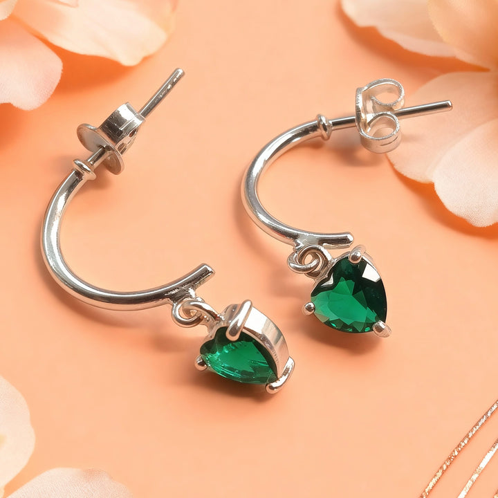 Silver heart hoop earrings