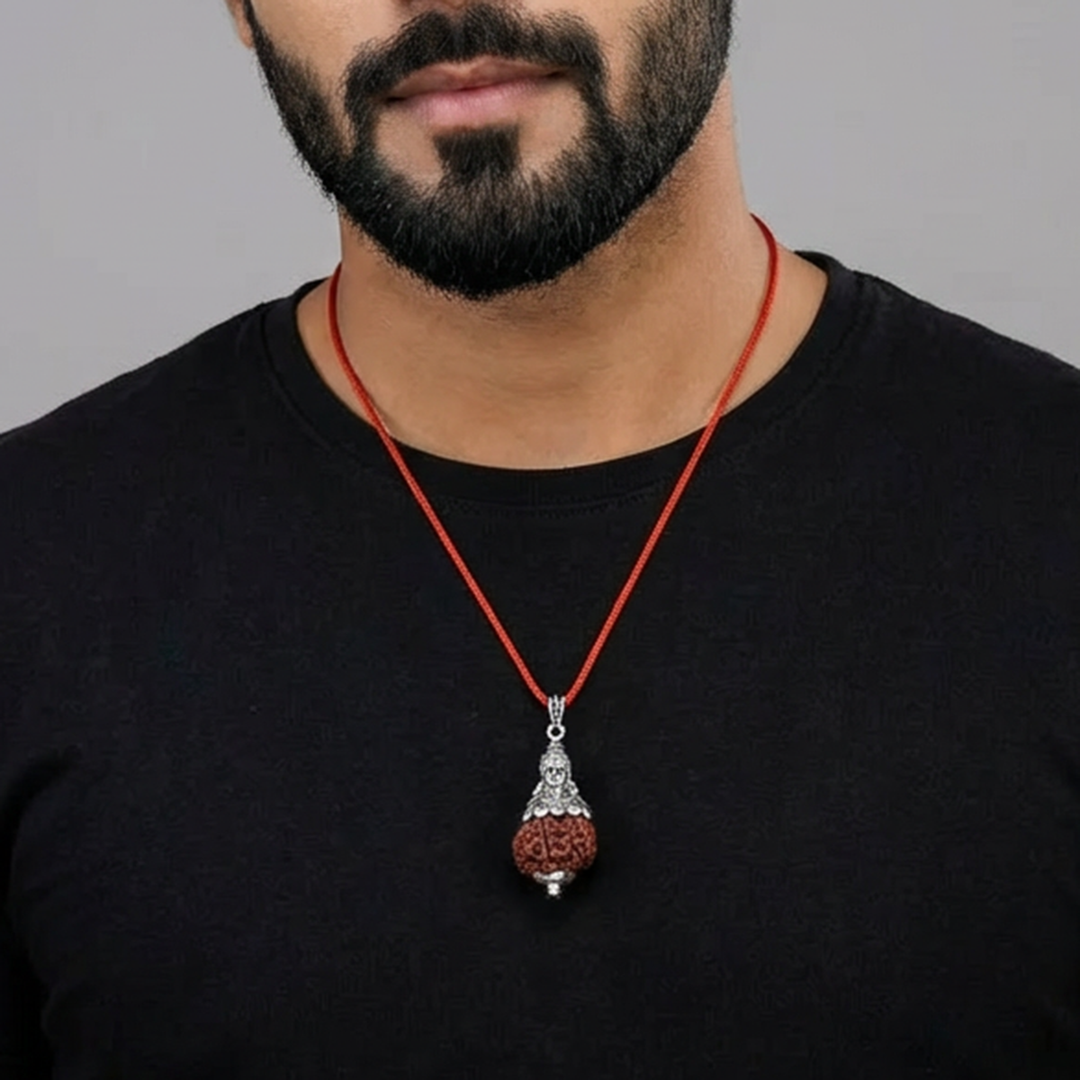 Pure Silver Divine Hanuman ji Rudraksha Pendant