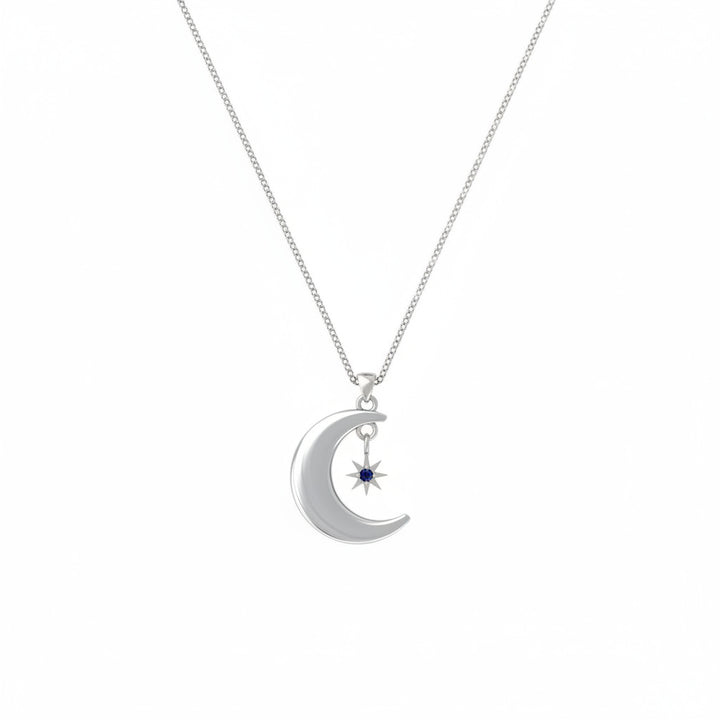 Silver Indigo Moon Necklace