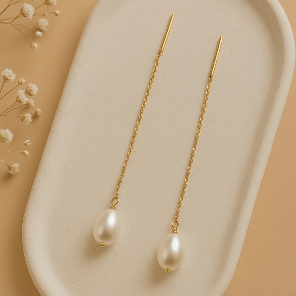 Silver Pearl Sui dhaga Earring