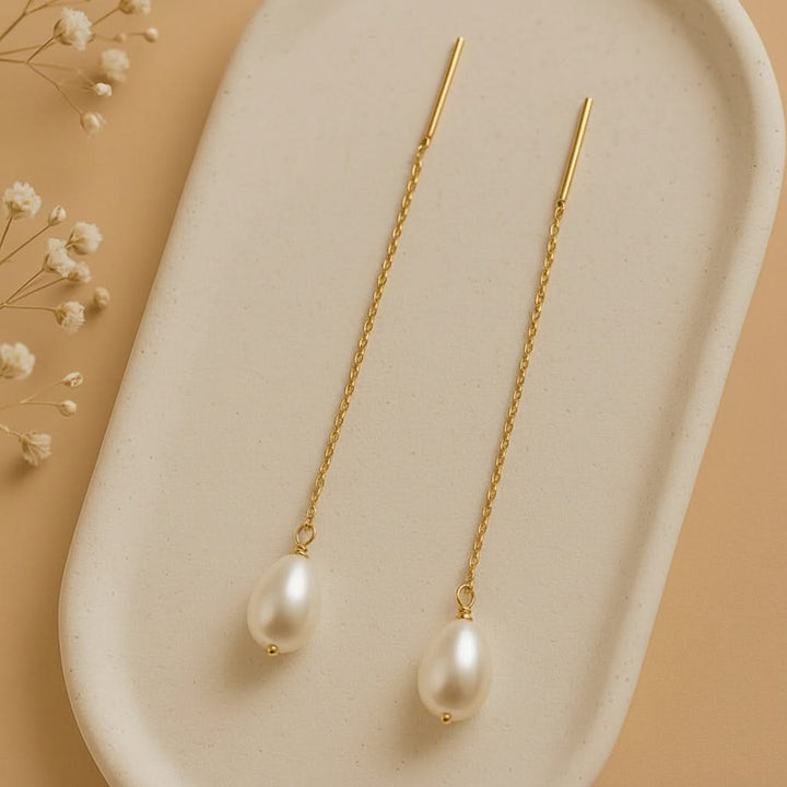 Silver Pearl Sui dhaga Earring