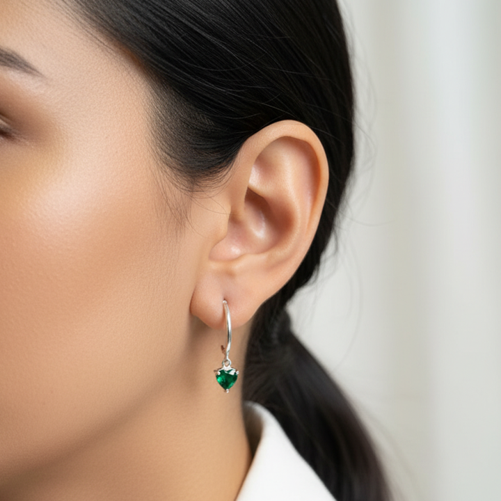 Silver heart hoop earrings