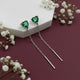 Emerald Green Love heart 92.5  Silver Sui dhaga