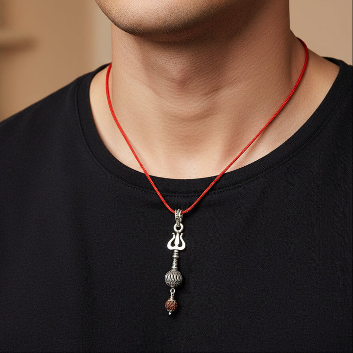 Silver Trident Mace Pendant