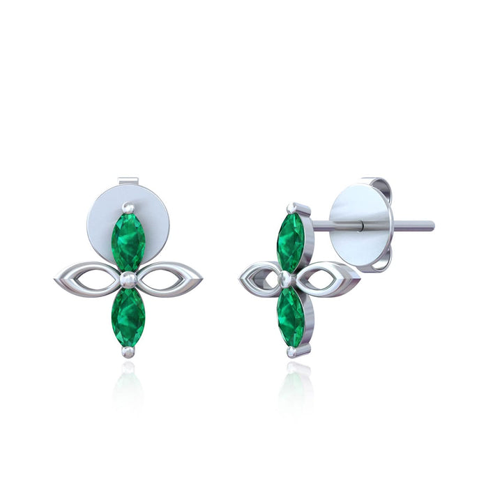 Silver Four-Leaf Petal Stud Earring